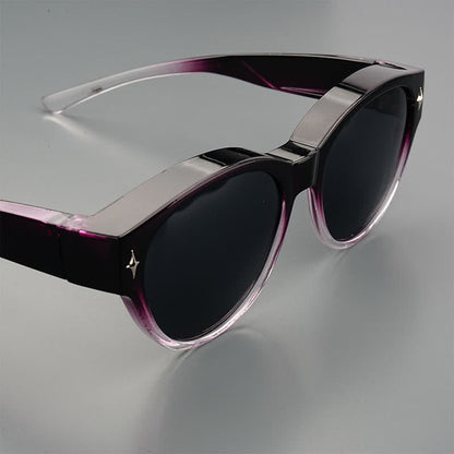 Fit Over Glasses Cat-Eye Star Decor Polarized Sunglasses