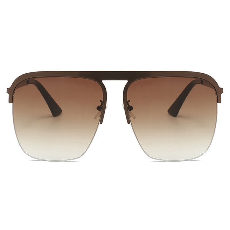 Square Frame Semi-Rimless Oversized Sunglasses