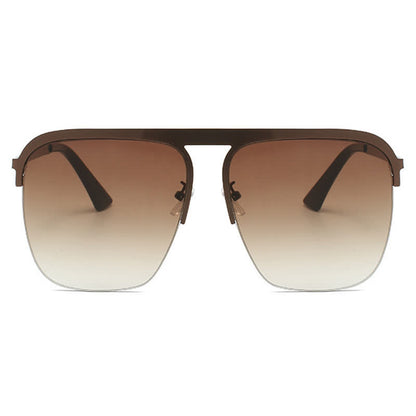 Square Frame Semi-Rimless Oversized Sunglasses