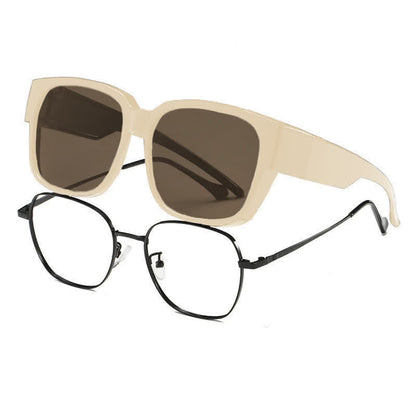 Fit Over Glasses Square Frame Polarized Sunglasses for Women Men