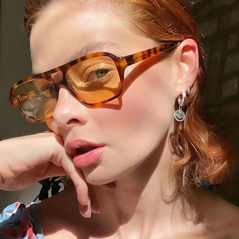 Double Bridges Square Frame Retro Sunglasses