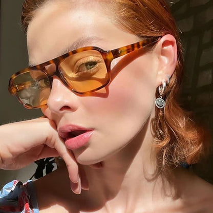 Double Bridges Square Frame Retro Sunglasses