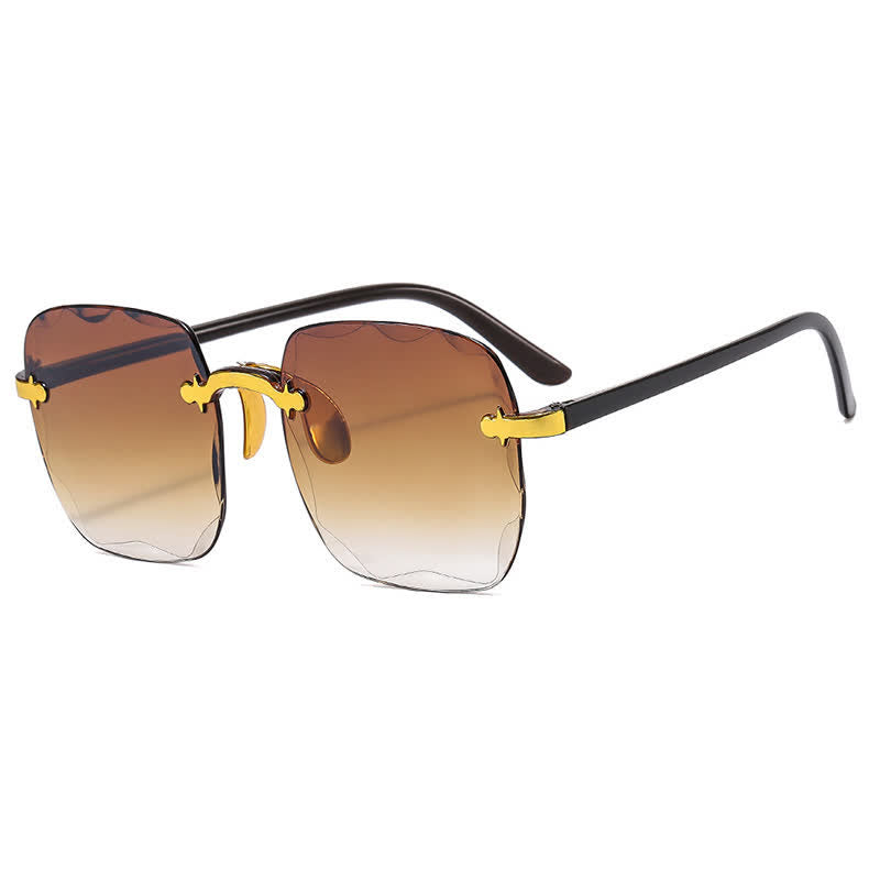Square Frame Oversized Trendy Rimless Sunglasses