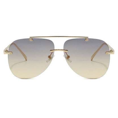 Rimless Double Bridges Retro Aviator Sunglasses