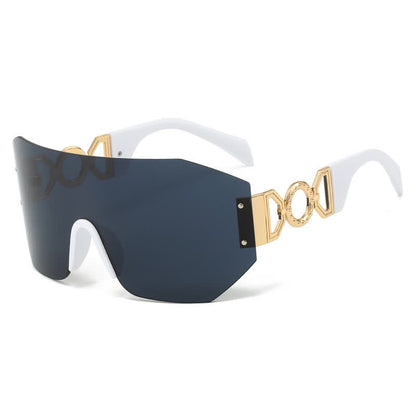 One-piece Rimless Oversized Tined Sunglasses
