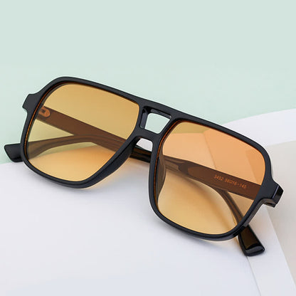 Double Bridges Square Frame Vintage Sunglasses
