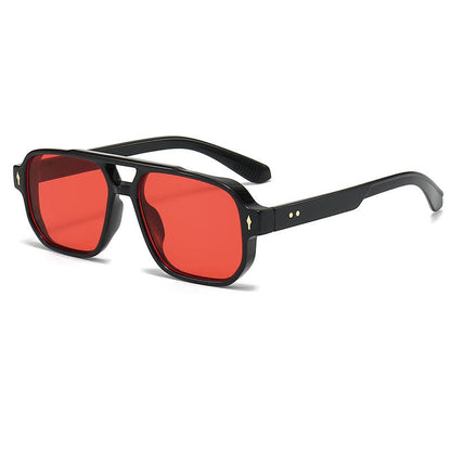 Square Frame Double Bridges Vintage Arrow Sunglasses
