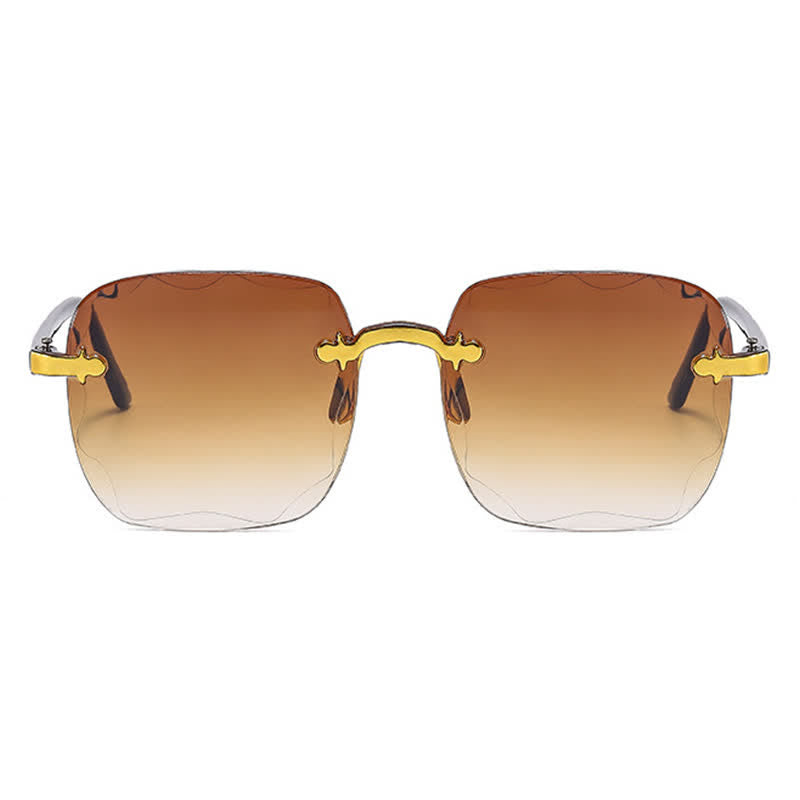 Square Frame Oversized Trendy Rimless Sunglasses