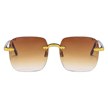 Square Frame Oversized Trendy Rimless Sunglasses