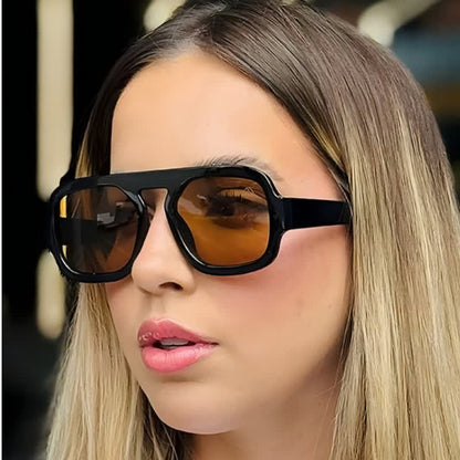 Double Bridges Square Frames Retro-Vintage Sunglasses