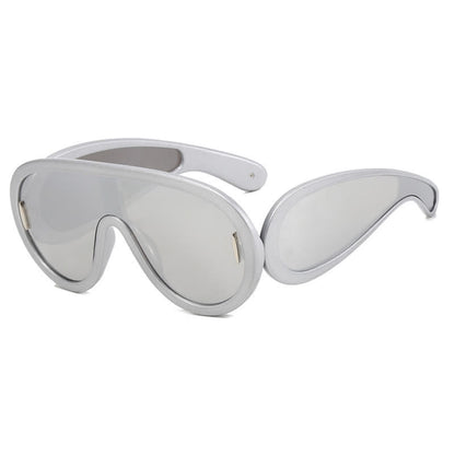 Steampunk One-piece Frame Oversized Mirrored Sunglasses