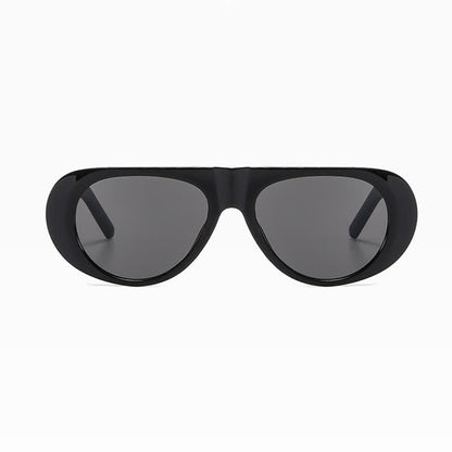 Oval Frame Wide Temples Vintage Aviator Sunglasses
