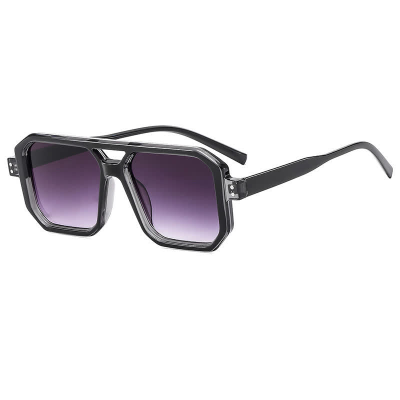 Trendy Square Frame Double Bridges Sunglasses