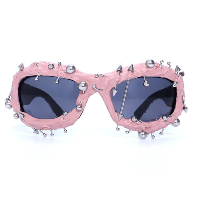 CyberPunk Style Irregular Shaped Rivet Decor Sunglasses for Party