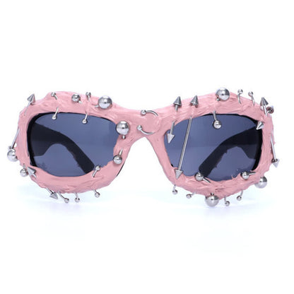 CyberPunk Style Irregular Shaped Rivet Decor Sunglasses for Party