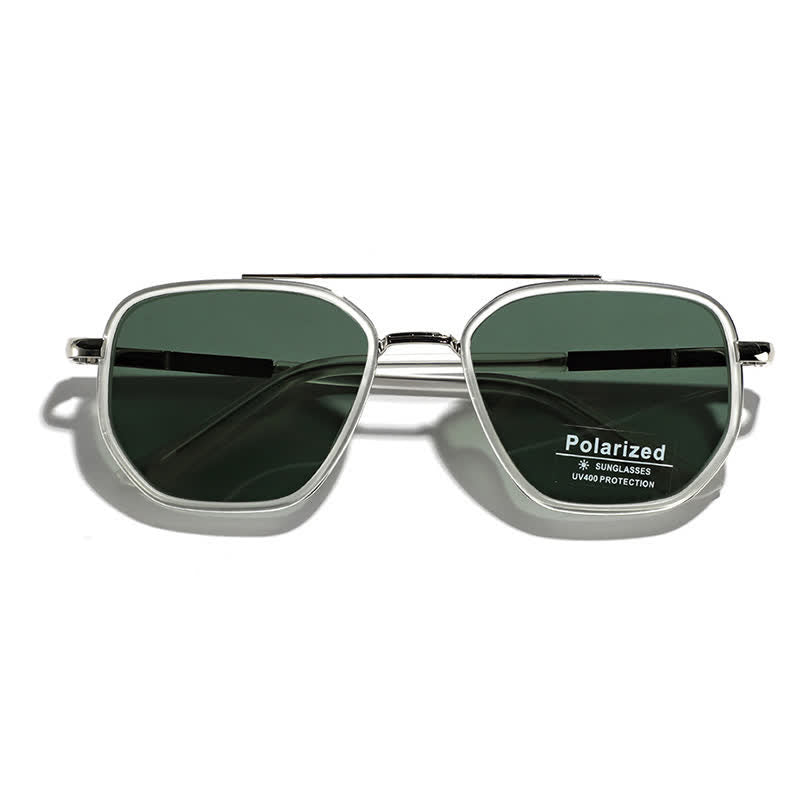 Geometric Frame Double Bridges Driving Polarized Sunglasses
