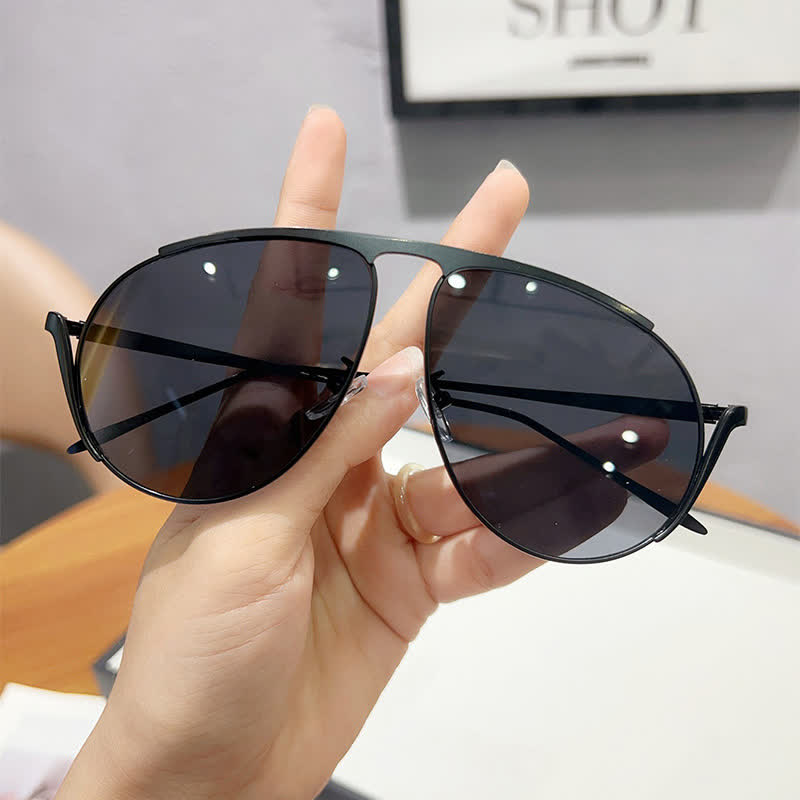 Hipster Metal Temples Aviator Sunglasses