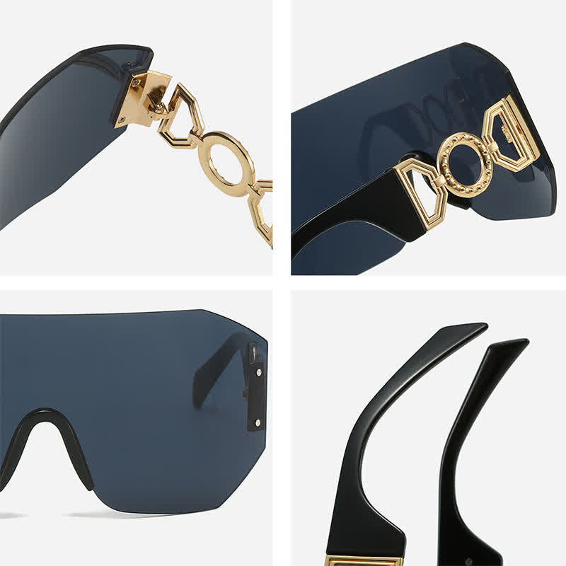 One-piece Rimless Oversized Tined Sunglasses