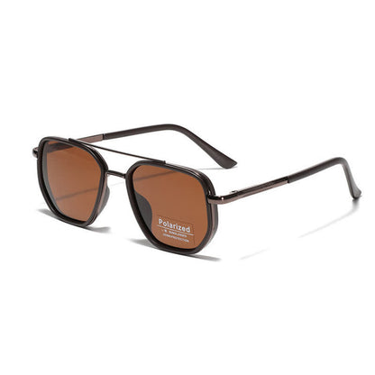 Geometric Frame Double Bridges Driving Polarized Sunglasses