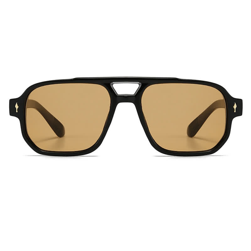Square Frame Double Bridges Vintage Arrow Sunglasses