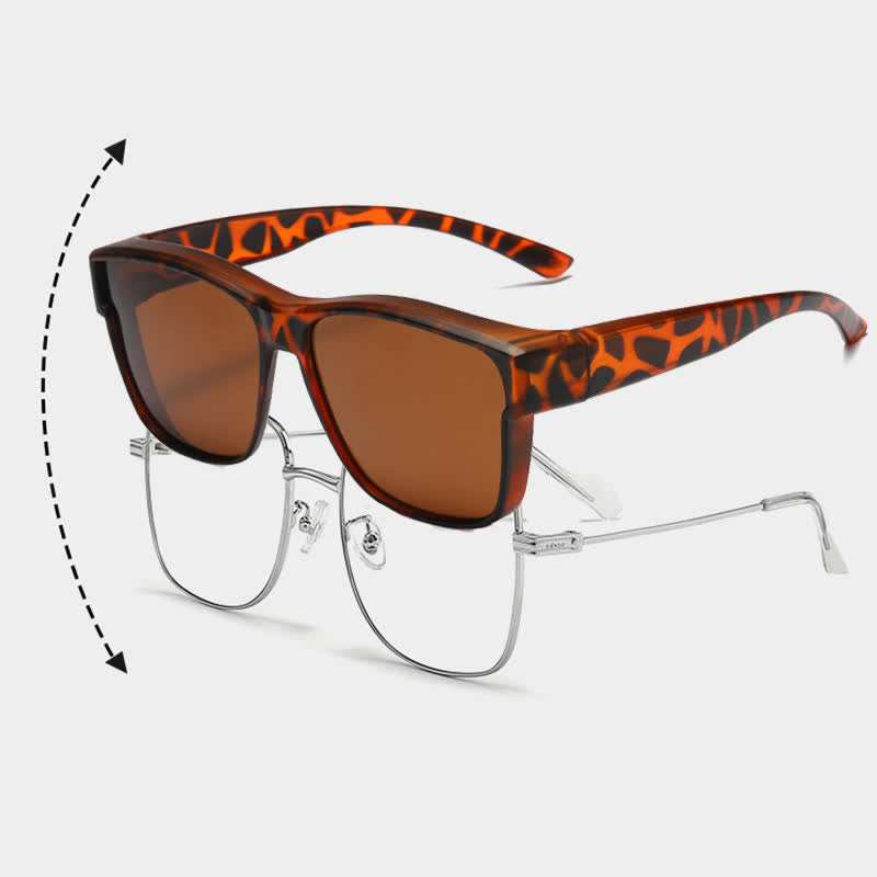 Fit Over Glasses Square Frame Polarized Sunglasses for Women Men