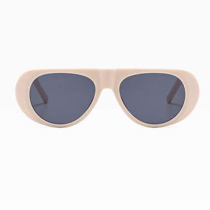 Oval Frame Wide Temples Vintage Aviator Sunglasses
