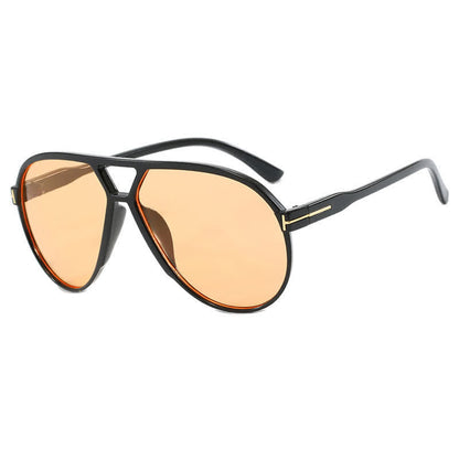 Double Bridges 'T' Design Oversized Frame Hipster Aviator Sunglasses