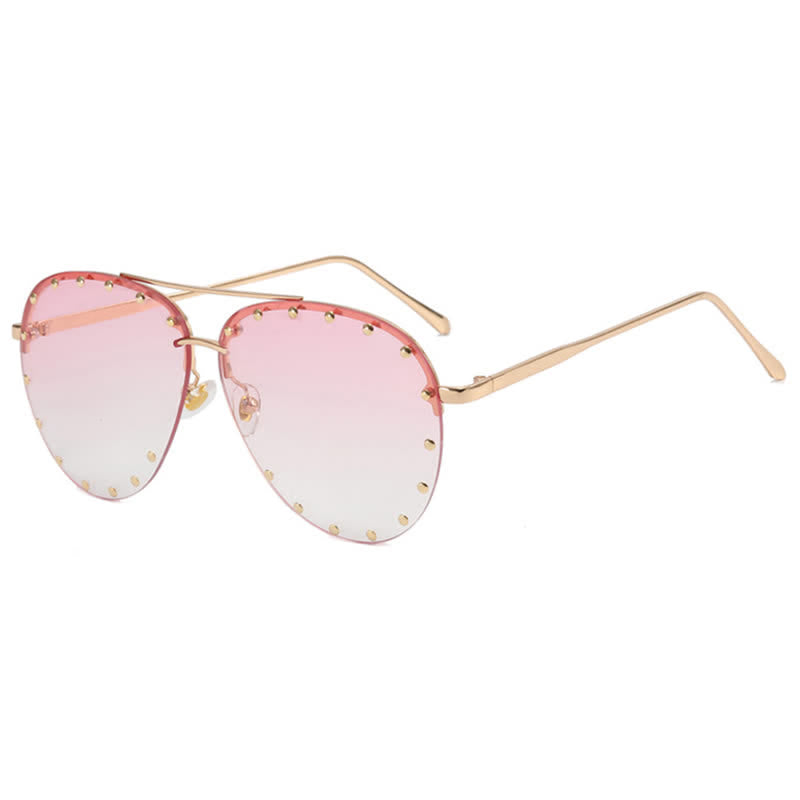 Rivets Decor Double Bridges Retro Aviator Sunglasses