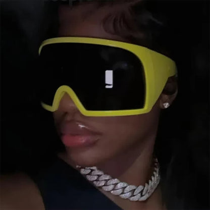 One-piece Lens Oversized Wrap Around Futuristic Sunglasses For Outdoor Sports