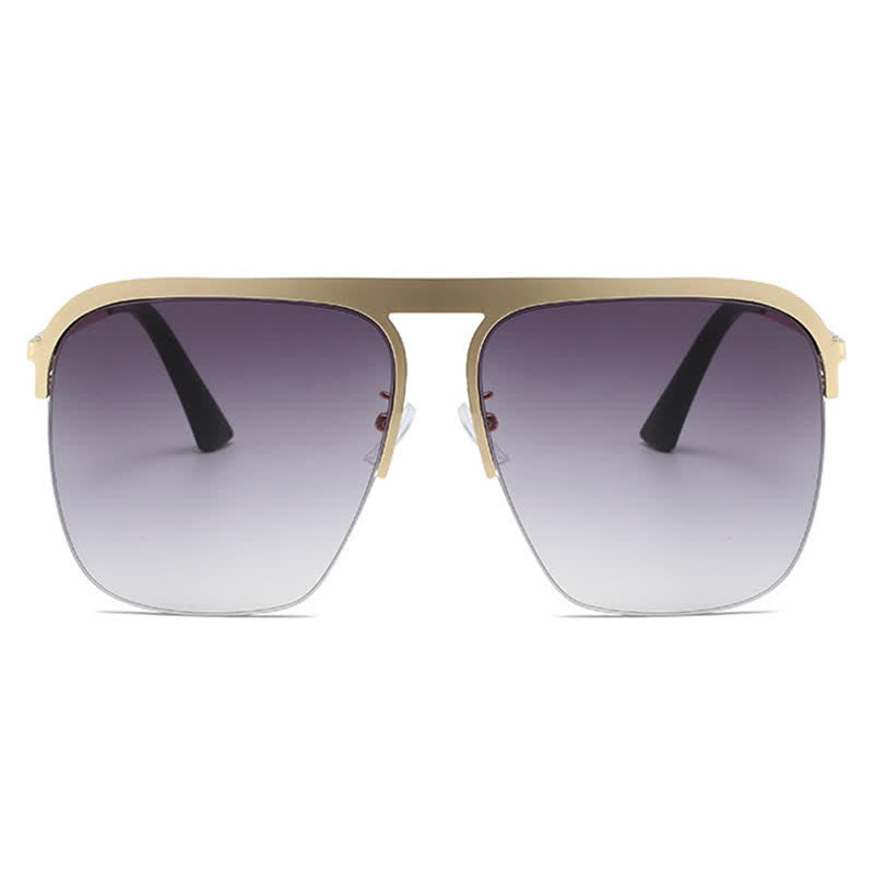 Square Frame Semi-Rimless Oversized Sunglasses