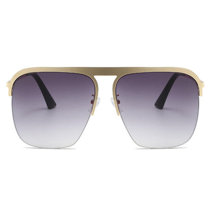 Square Frame Semi-Rimless Oversized Sunglasses