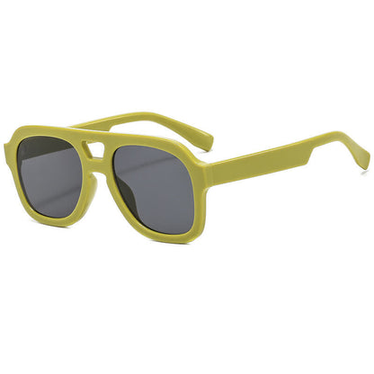 Double Bridges Thick Frame Hipster Aviator Sunglasses