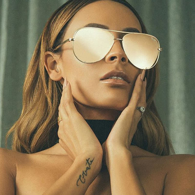 Vintage Double Bridges Aviator Frame Sunglasses For Driving