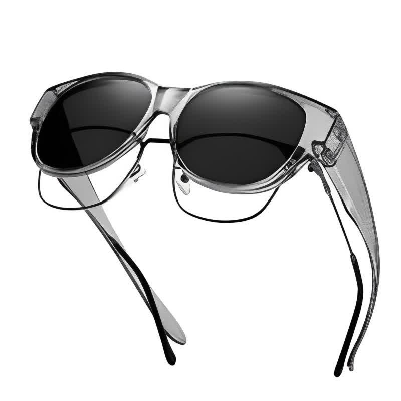 Polarized Round Frame Driving Sunglasses Fit Over Glasses for Women Men