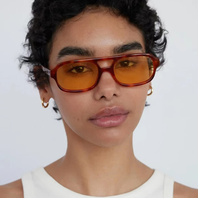 Double Bridges Square Frame Retro Sunglasses