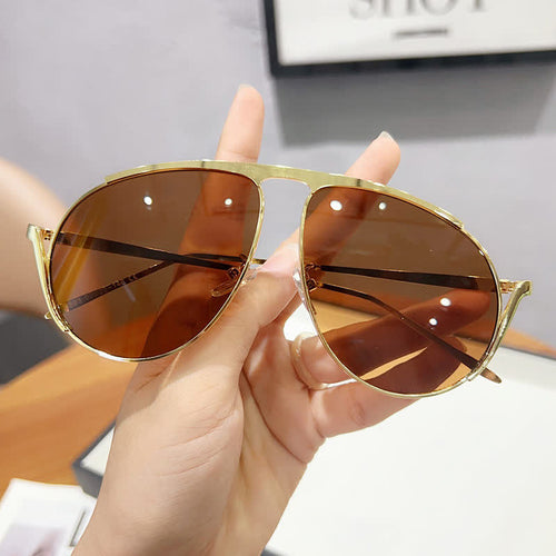 Hipster Metal Temples Aviator Sunglasses
