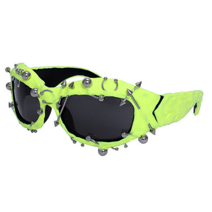 CyberPunk Style Irregular Shaped Rivet Decor Sunglasses for Party