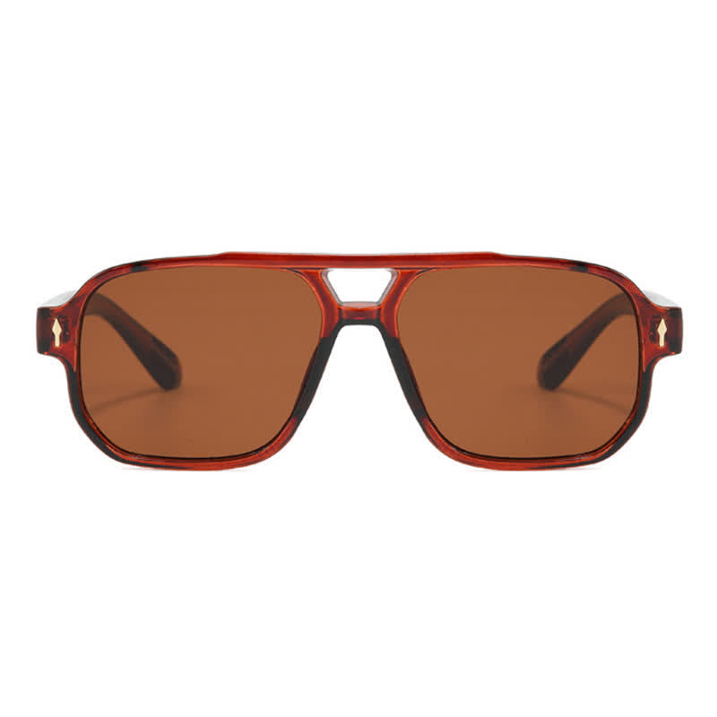 Square Frame Double Bridges Vintage Sunglasses