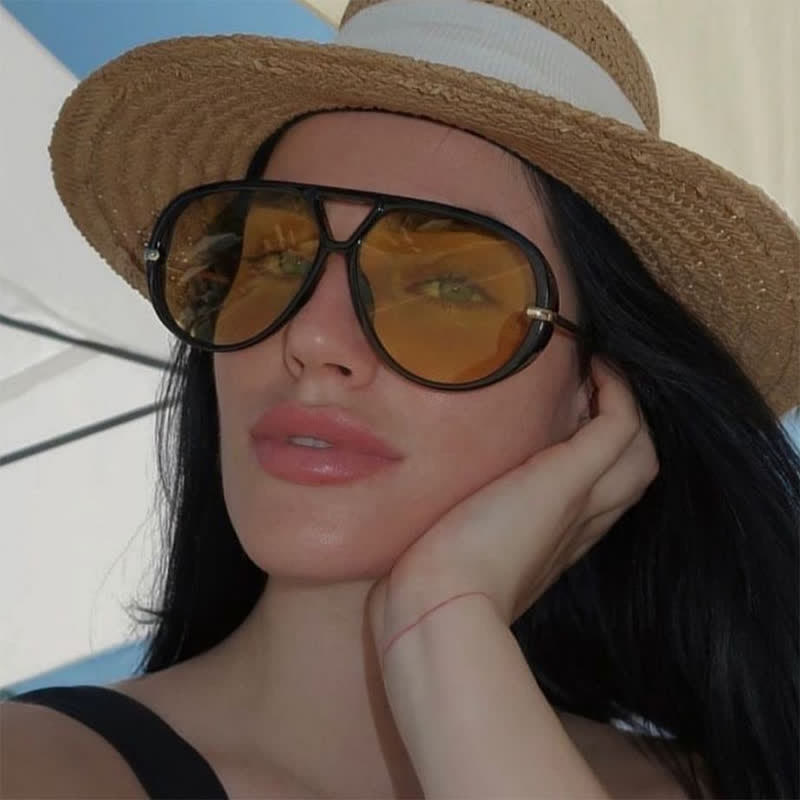 Double Bridges Metal Temples Aviator Sunglasses