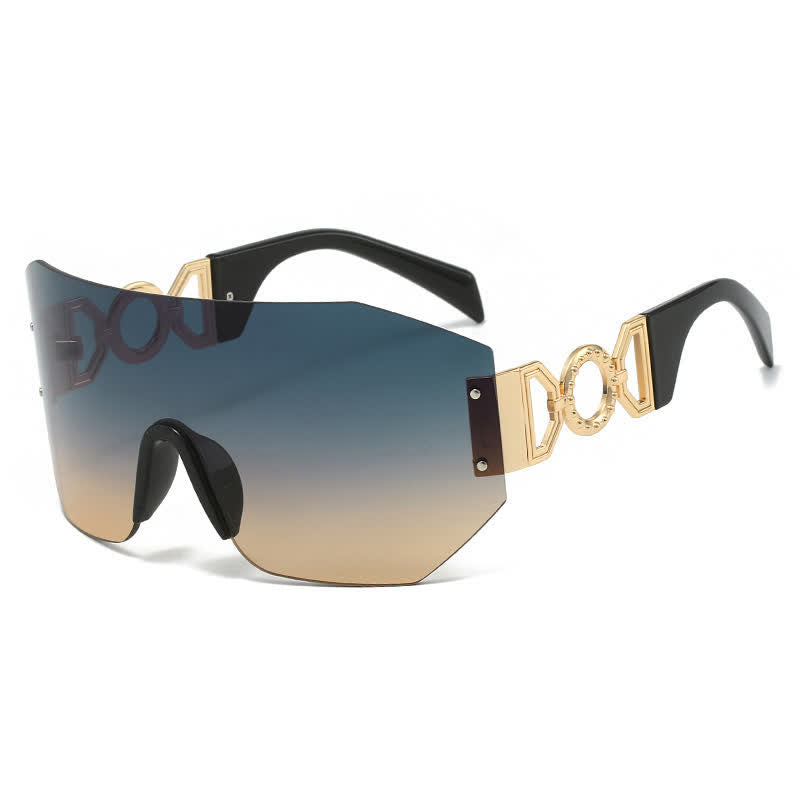 One-piece Rimless Oversized Tined Sunglasses