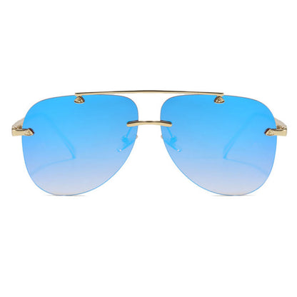 Rimless Double Bridges Retro Aviator Sunglasses