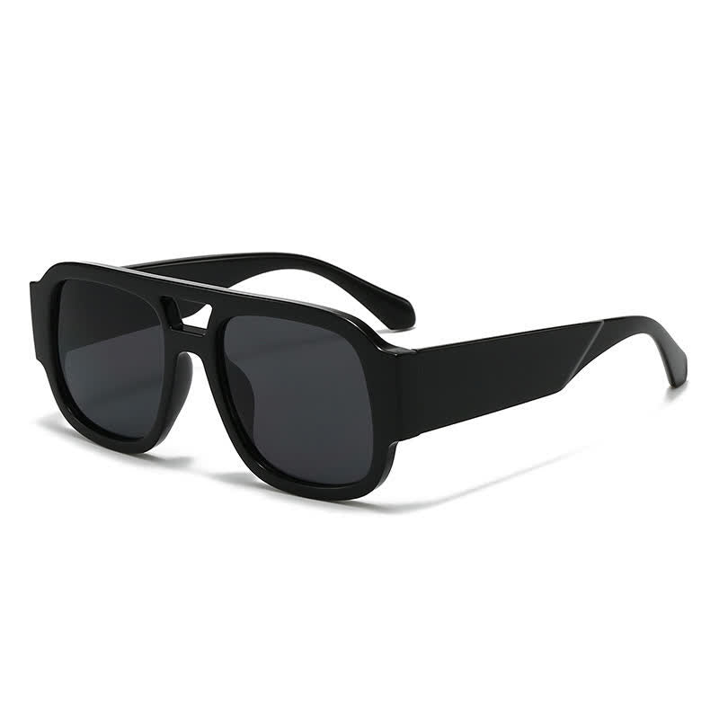 Square Frame Double Bridges Classic Thick Sunglasses