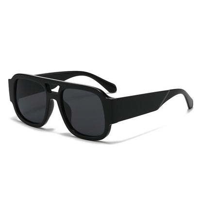 Square Frame Double Bridges Classic Thick Sunglasses