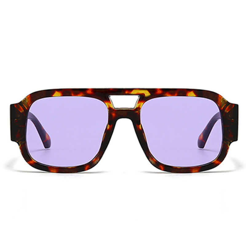 Square Frame Double Bridges Classic Thick Sunglasses