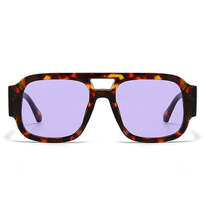 Square Frame Double Bridges Classic Thick Sunglasses
