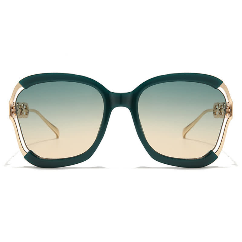 Fashion Square Chain Temples Oversized Sunglasses