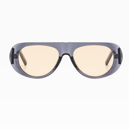 Oval Frame Wide Temples Vintage Aviator Sunglasses