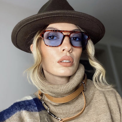Double Bridges Retro Aviator Sunglasses