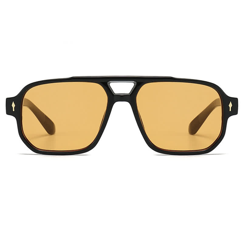 Square Frame Double Bridges Vintage Arrow Sunglasses