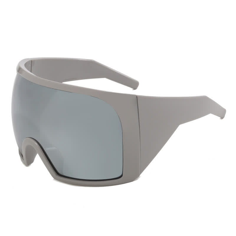 One-piece Lens Oversized Wrap Around Futuristic Sunglasses For Outdoor Sports